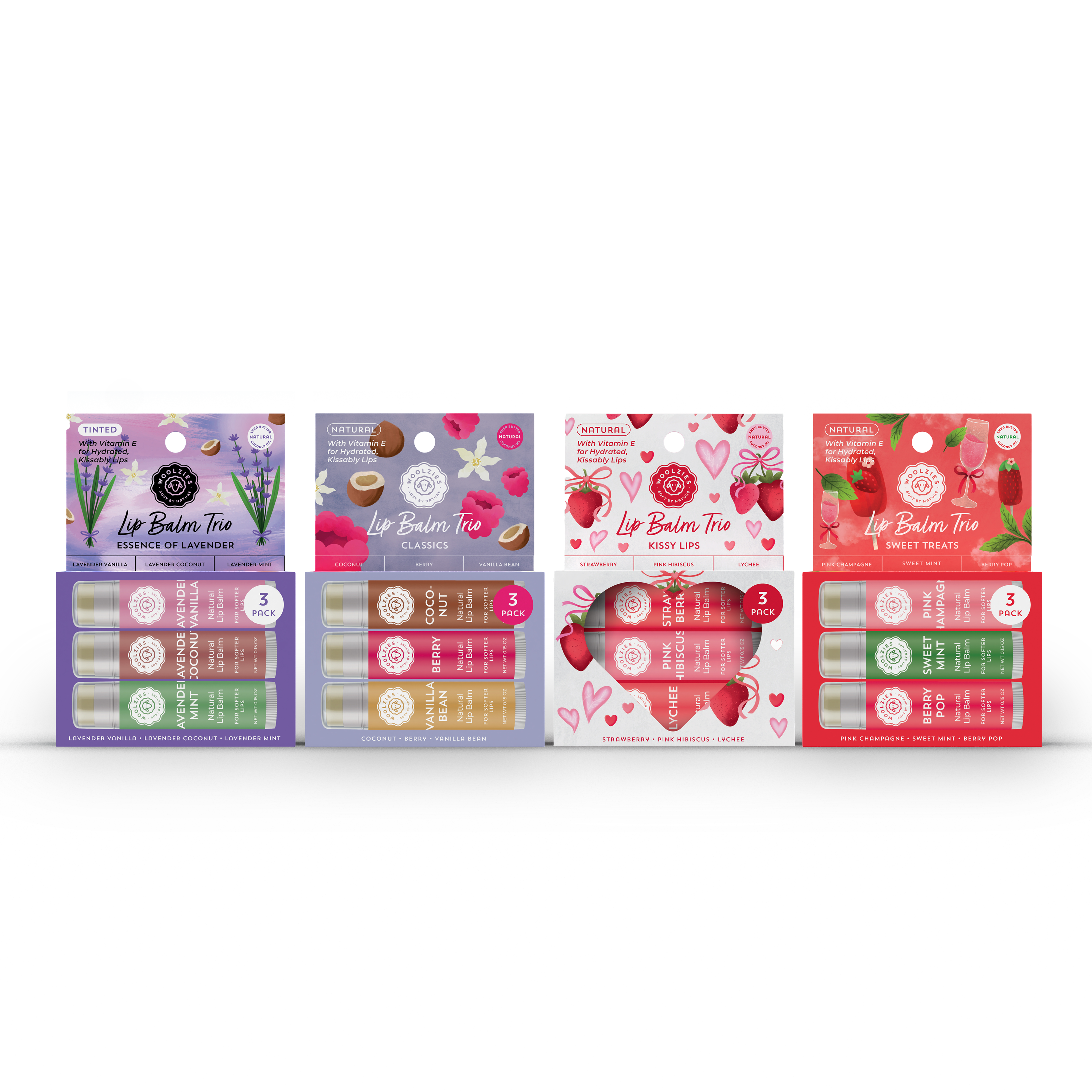 Woolzies - Wholesale Lip Balm Set - Shea Butter Lip Balm 12pc Everyday Assortment (3 each)1