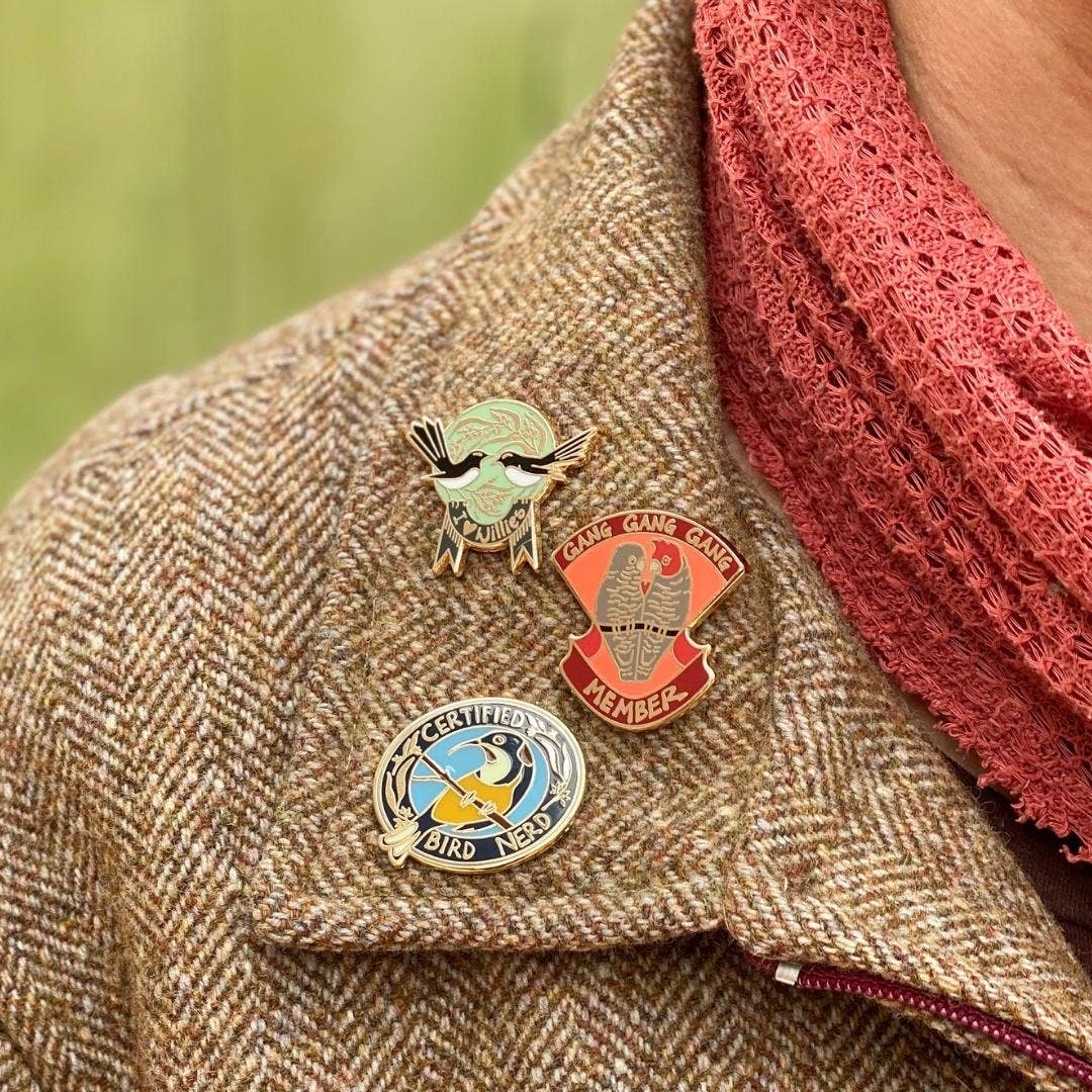 Bridget Farmer Printmaker - Wholesale Lapel pin/button - Certified Bird Nerd - Enamel Pin9
