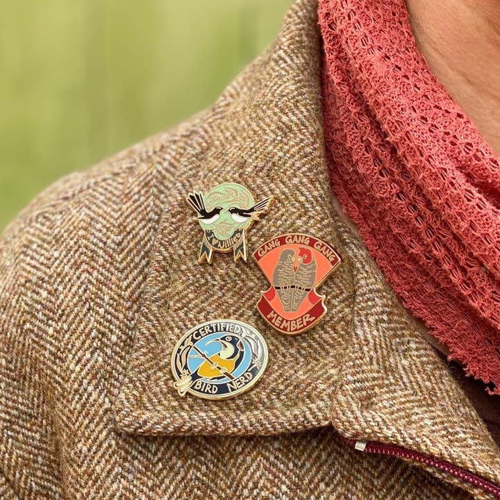 Bridget Farmer Printmaker - Wholesale Lapel pin/button - Certified Bird Nerd - Enamel Pin9