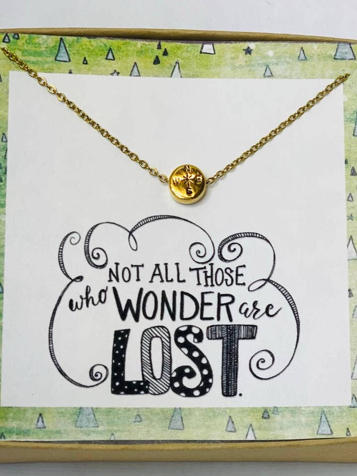 Adventure gifts, Travel necklace, Compass necklace, Travel jewelry, New beginnings gift, Travel buddy gift, Graduation present, Grad gift, for wholesale by Little Happies Co