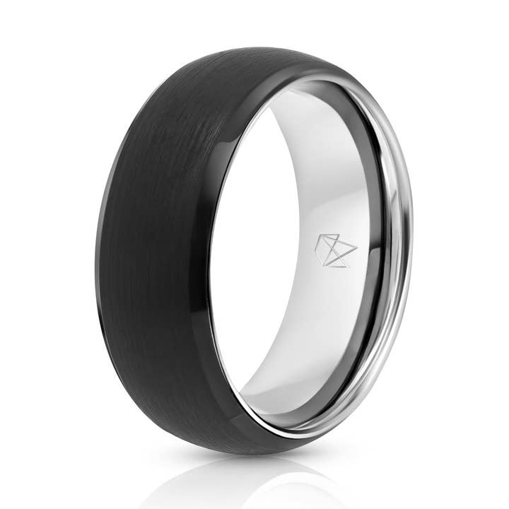 Black Tungsten Ring - Sterling Silver for wholesale by EMBR