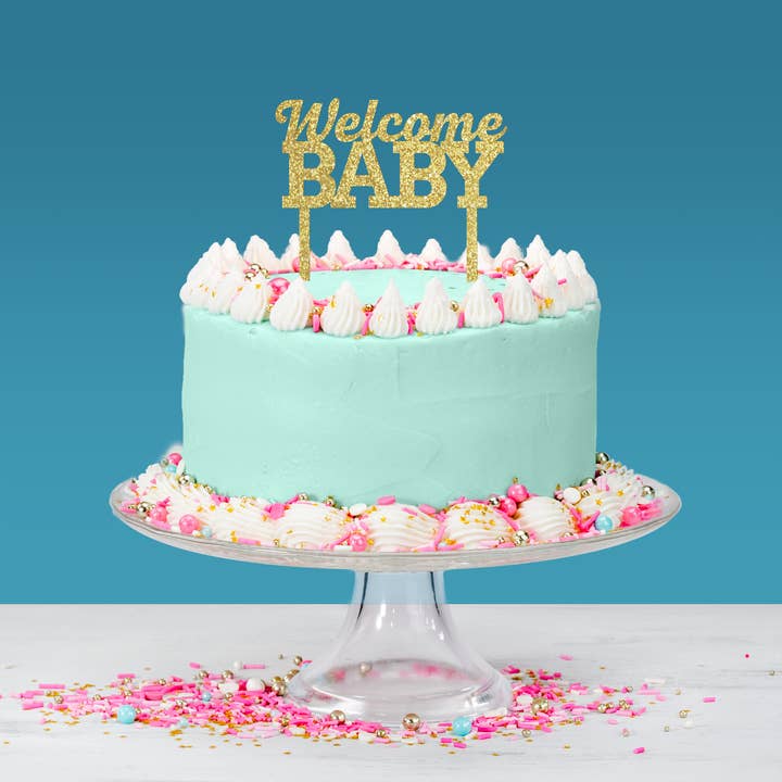 Festive Gal - Wholesale Cake/cupcake topper - Welcome Baby Acrylic Cake Topper1