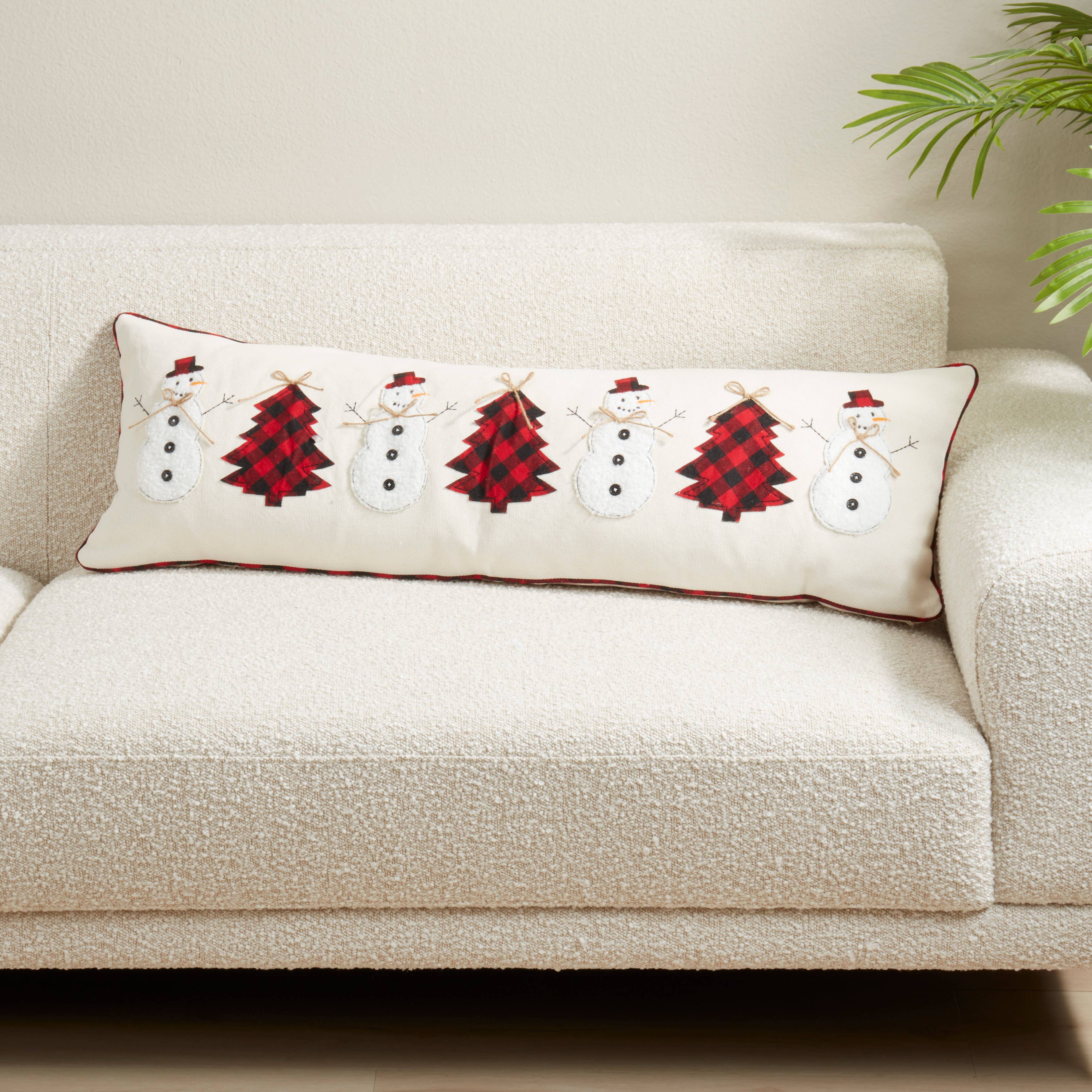 Multi Snowman And Christmas Tree Throw Pillow for wholesale on Faire2