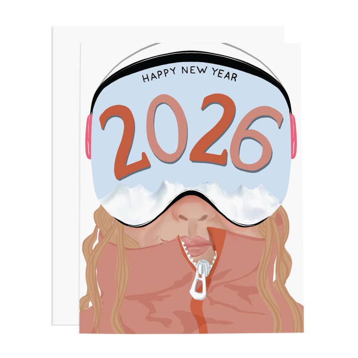 Biglietto di Auguri Sciatrice 2026 per la vendita all'ingrosso da parte di Ramus & Co.