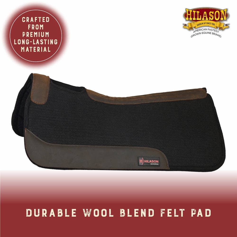 HILASON - Wholesale Horseback Riding Gear - HILASON Western Wool Felt Horse Saddle Pad W/ Distressed Wear Leather | for Horses2
