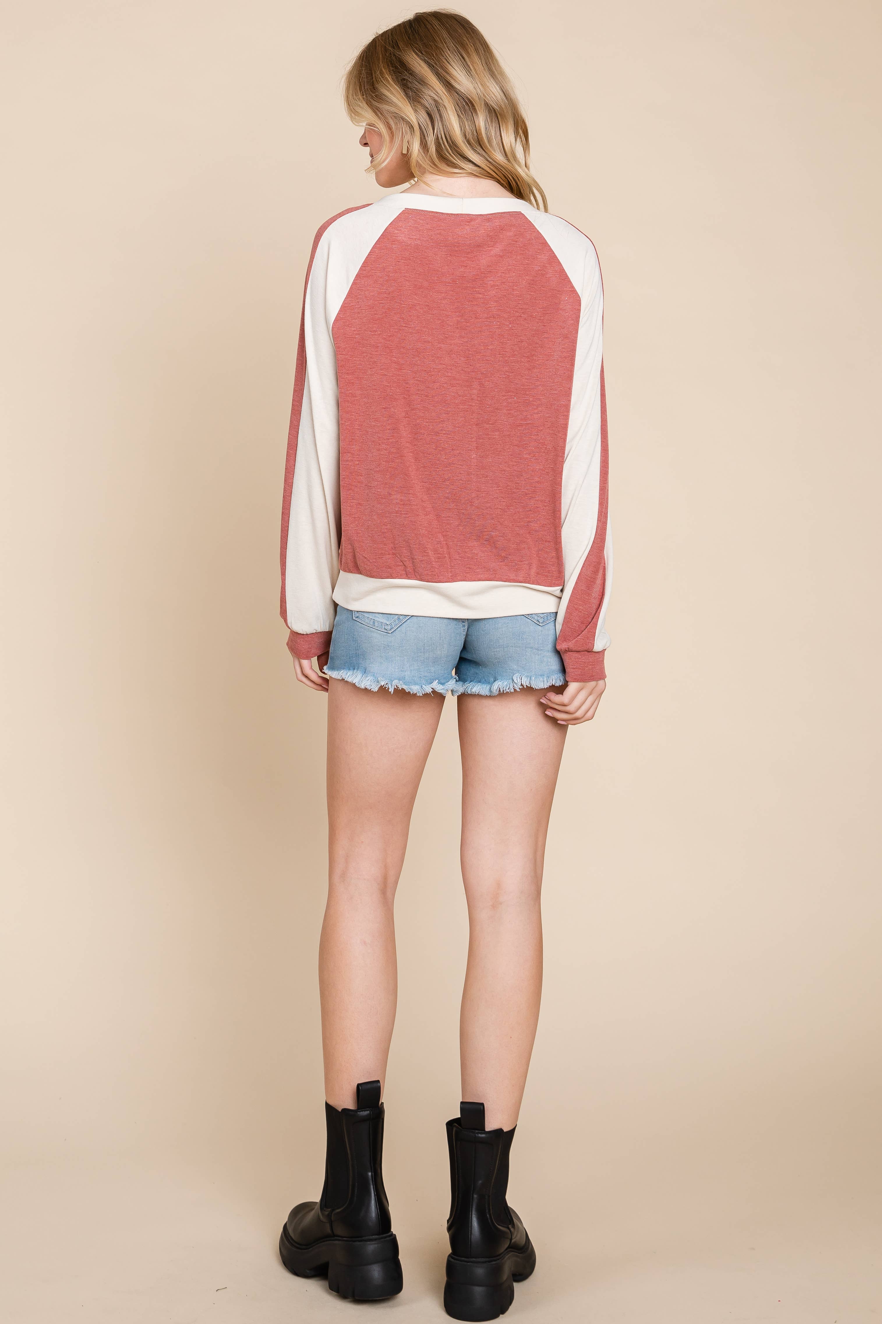 Emerald Collection - Vendita all'ingrosso Top in maglia - Donna - Top a maniche lunghe in tinta unita a contrasto ETK-89794