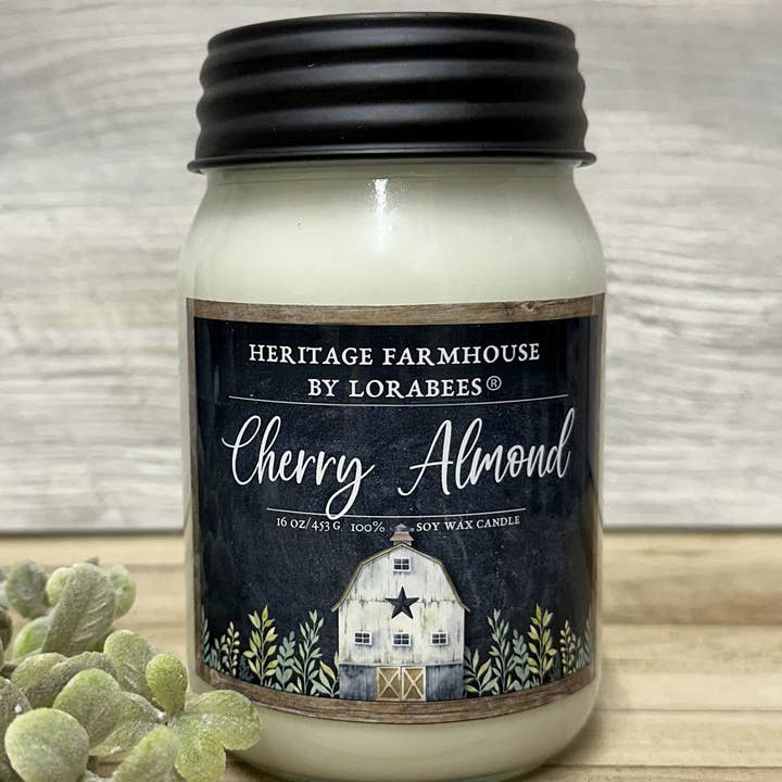 Cherry Almond Heritage Farmhouse Candles for wholesale by Lorabees