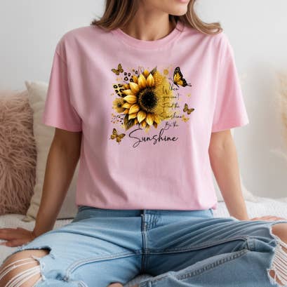 Sunshine Sunflower Tee – Inspirational Floral Graphic Shirt for wholesale by Story & Grace Co