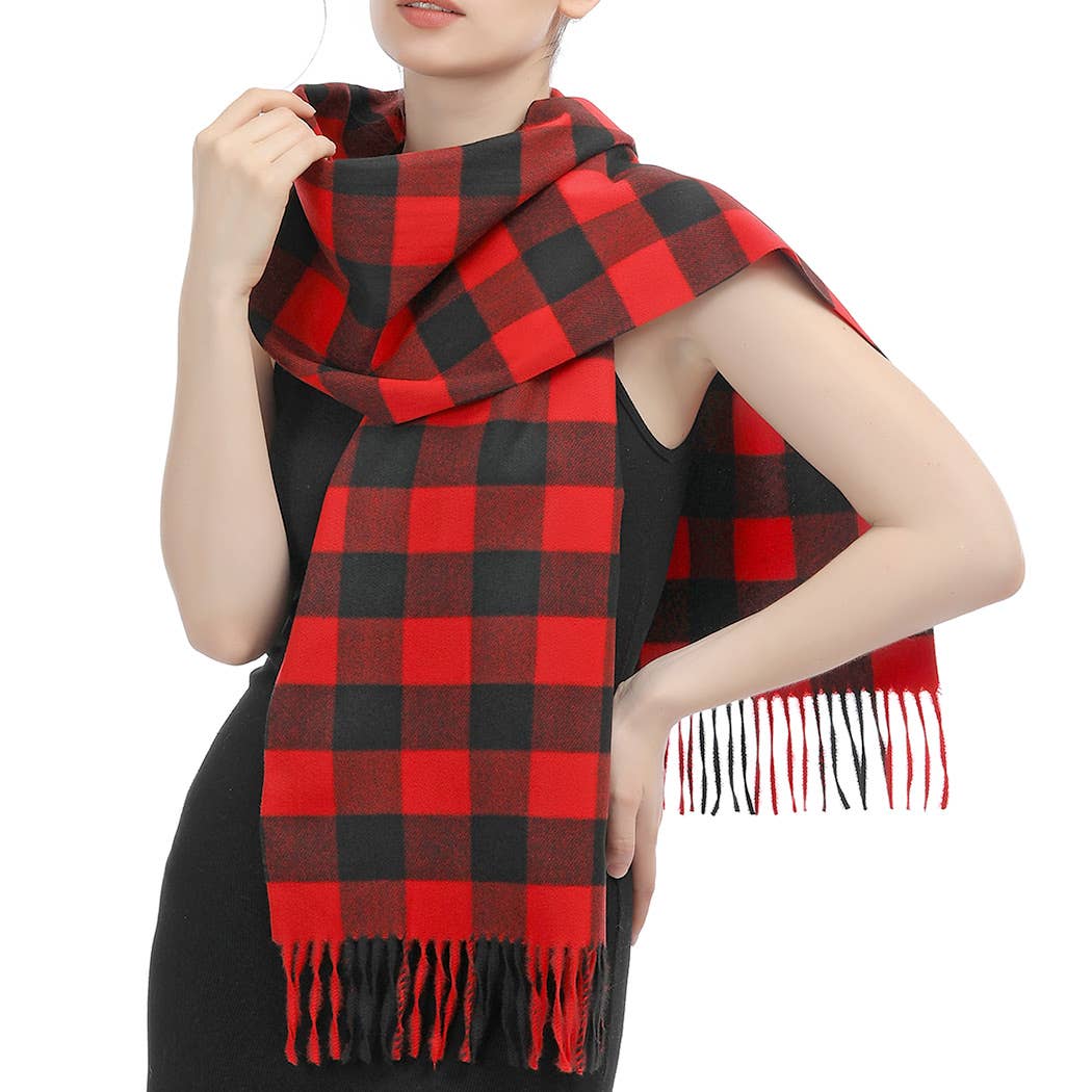 Fashion City - Wholesale Scarf - Women's - Wide Plaid Tartan Cashmere Feel Scarf Shawl7