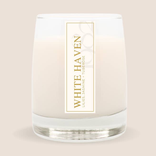 Bougie White Haven (8,5 oz à mèche unique) pour la vente par 1982 Candle Co.