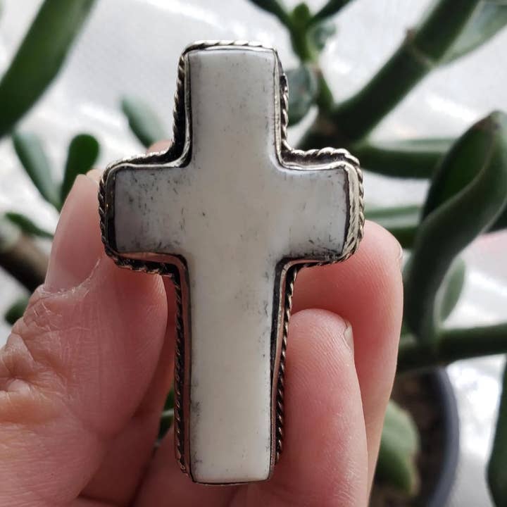 Kruisring, Verstelbaar, Tibetaans zilver, Handgemaakt (R-1) voor wholesale door GTG Gems Corp