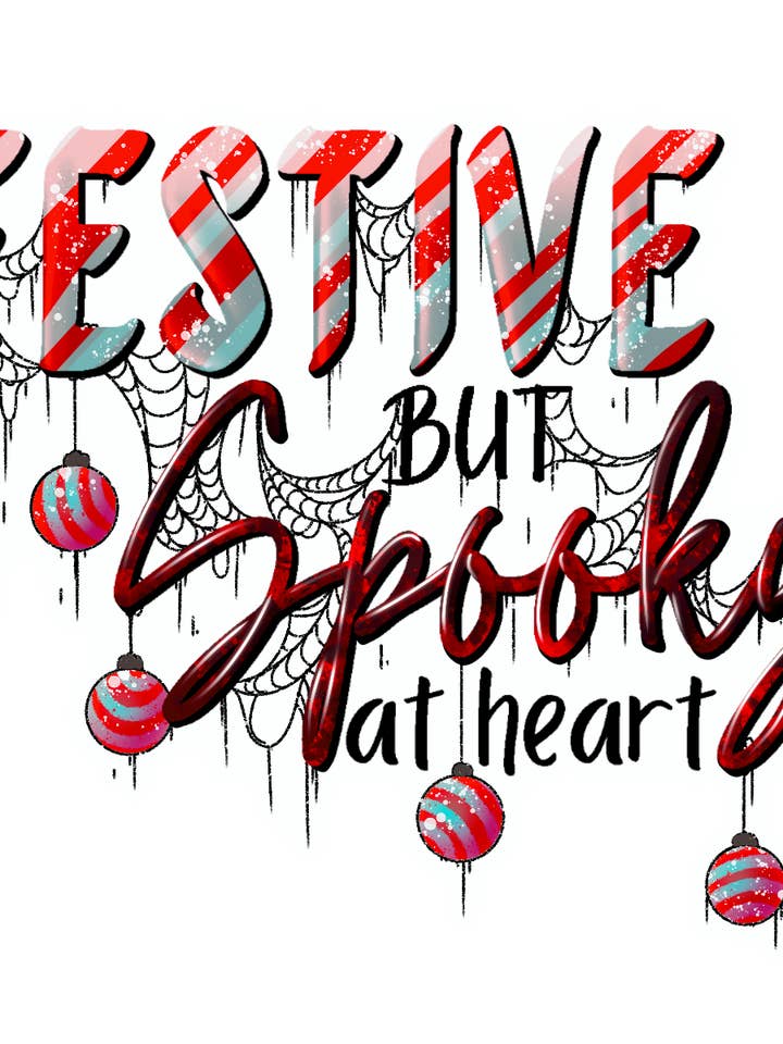 Autocolante de Vinil Festivo mas Spooky no Heart Glossy por atacado de Lil Biscuits Design