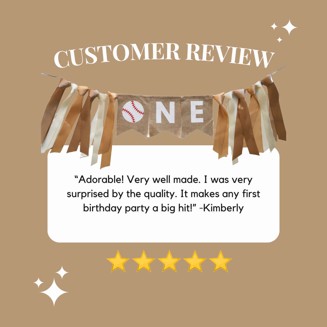 Lain & Lou – wholesale Party sign/banner – Baseball ONE First Birthday Banner Rookie of the Year Party6