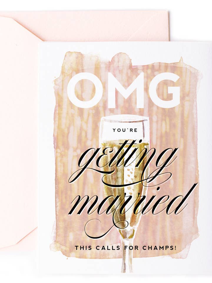 OMG You're Getting Married - Engagement Greeting Card for wholesale by Kitty Meow Boutique