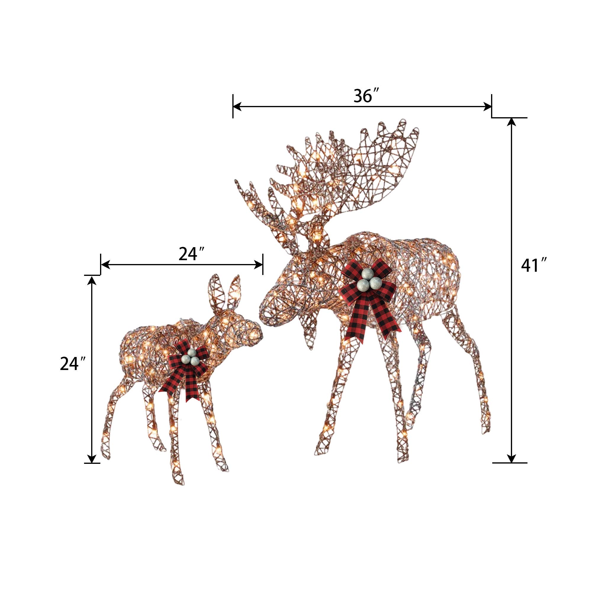Flora Bunda Inc - Wholesale Christmas decoration - 2-Piece Moose Family, Lighted Outdoor All-Weather Christmas1