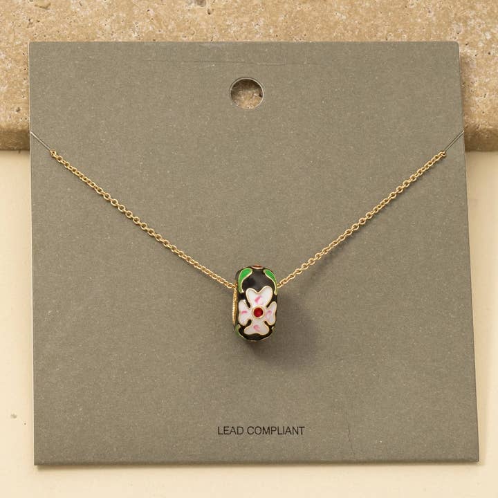 Floral Enamel Hoop Pendant Necklace for wholesale by Anarchy Street