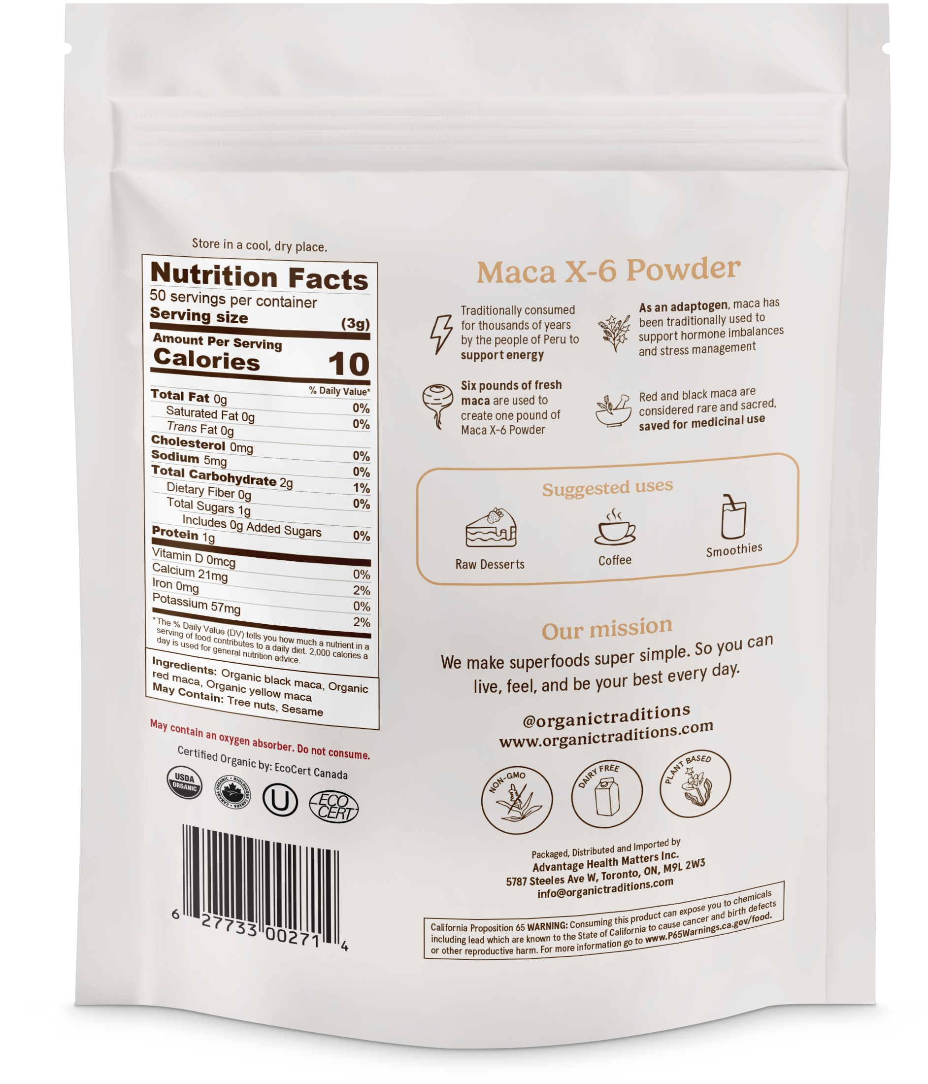 Organic Traditions - Wholesale Protein/Superfood Powder - Maca X-6 Powder Black and Red-Purple1