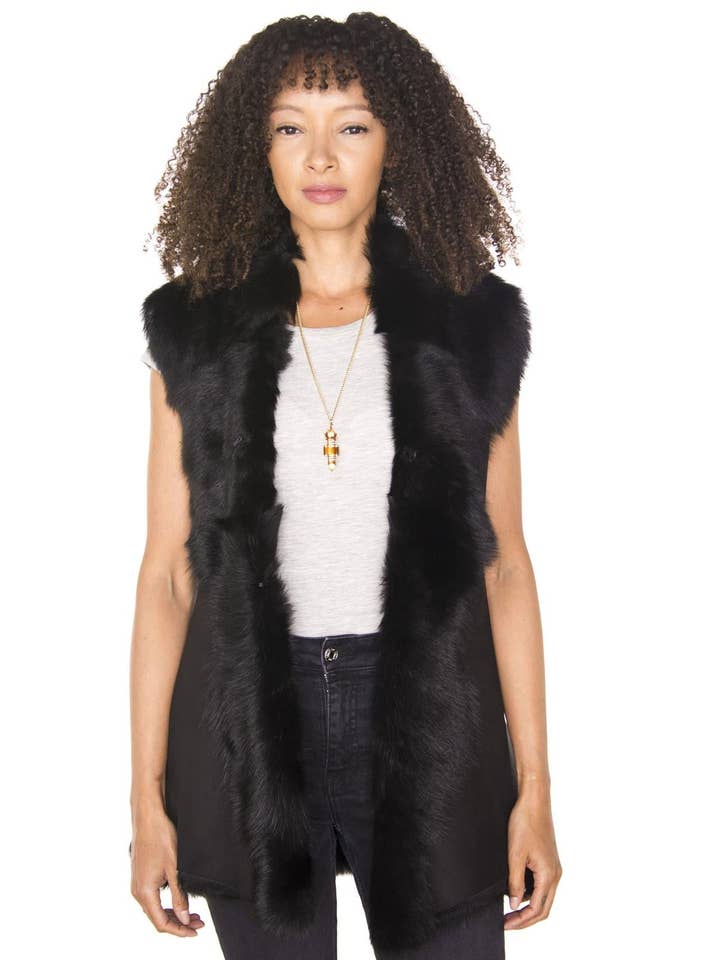 Infinity Leather (Upperclass Fashions Ltd) – wholesale Outerwear Vest - Women’s – Women's Toscana Sheepskin Long Gilet-Sorocaba