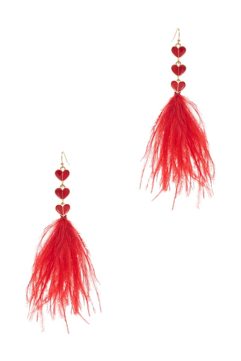 Designature New York - Wholesale Tassel earrings - Valentines Day Enamel Feather Tassel Hook Earrings1