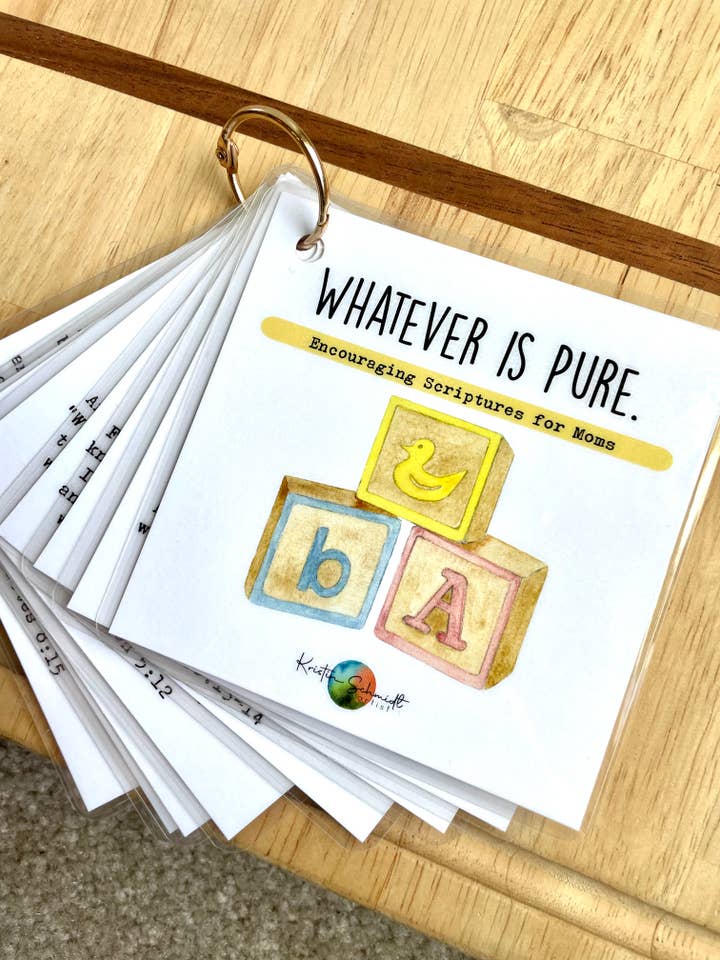 Whatever is Pure -Seven Assorted Watercolor Scripture Cards for wholesale by Kristin Schmidt Artist