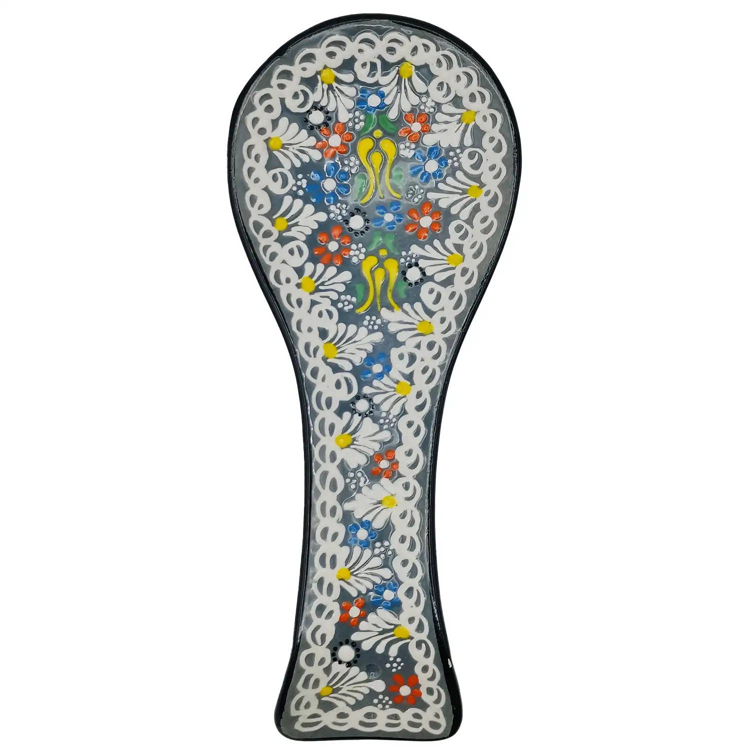 Etnico del Mondo – wholesale Spoon rest – Turkish Ceramic Spoon Rest with Embossed Decoration #50
