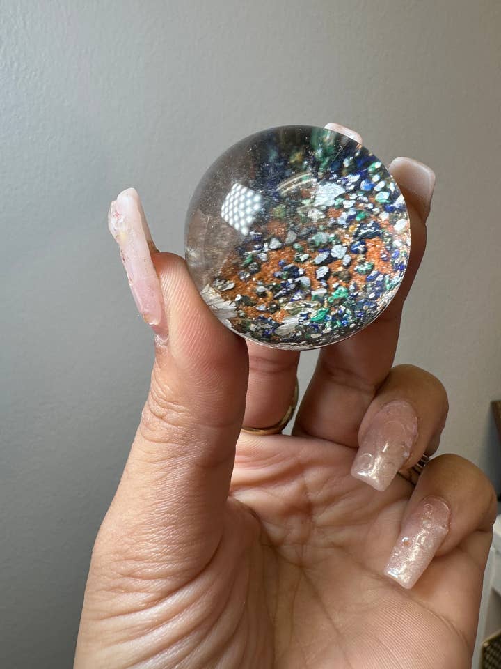 Azurite Pyrite and Clear Quartz Sphere | VERY RARE!!!! for wholesale by Celestial Avenue