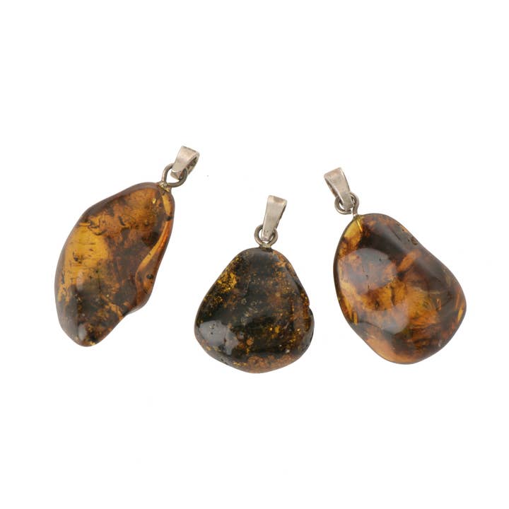 Green Amber Pendant with 925 Sterling Silver for wholesale by The Natural Amber