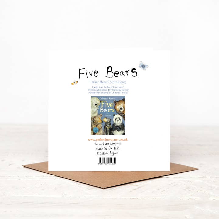 Catherine Rayner Trading Ltd – wholesale Everyday greeting card – Sloth Bear Card1