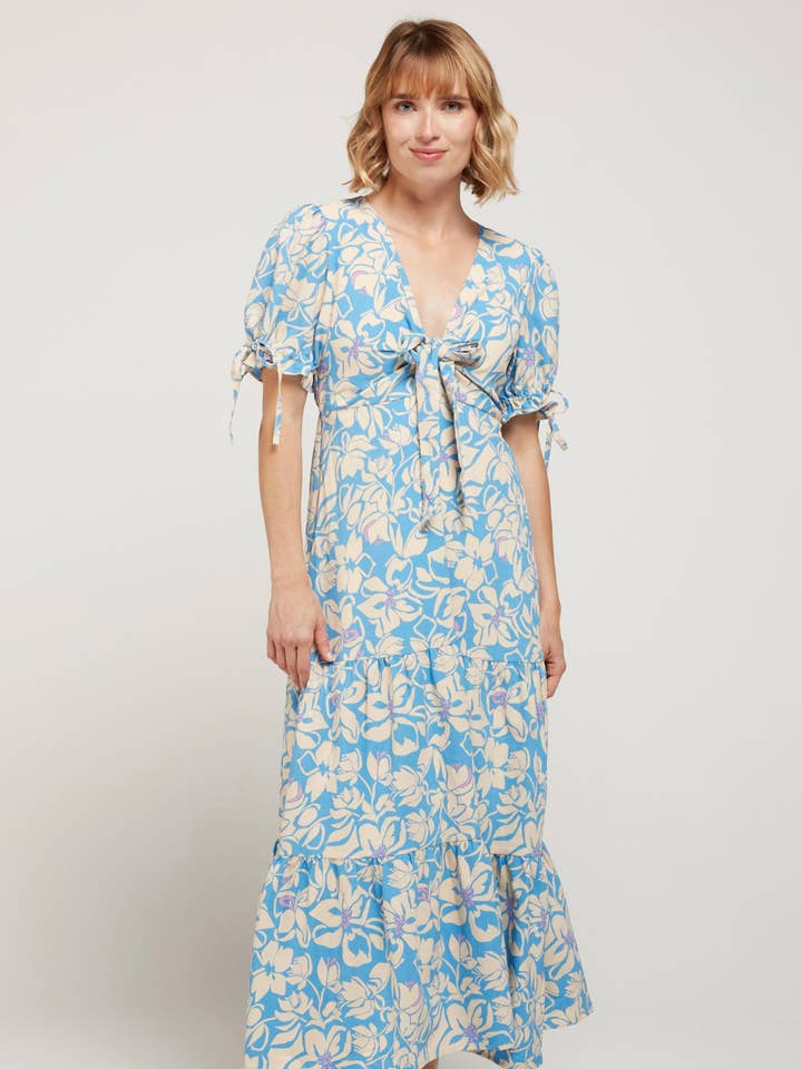 MELODY - Vestido Florido com Laço no Peito por atacado de Andy & Lucy