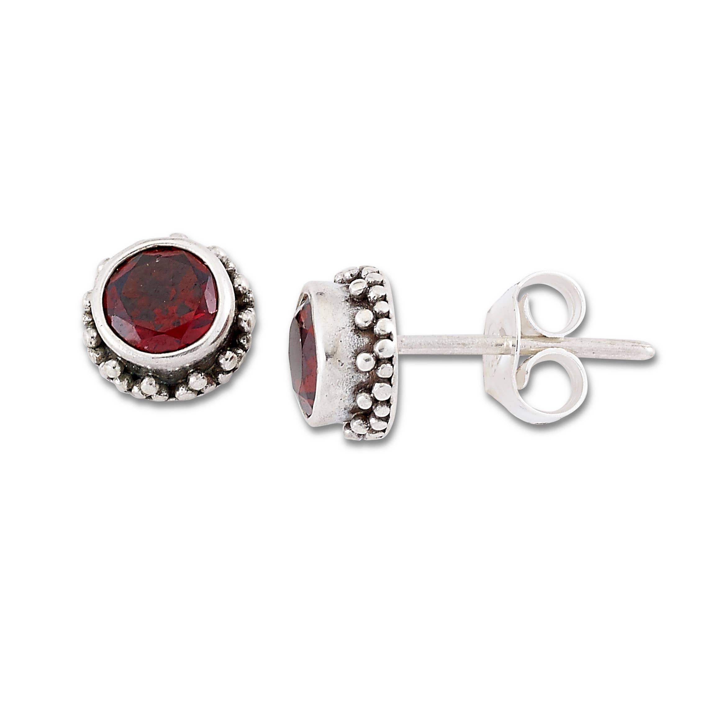 Eli Pebble - Wholesale Stud/Post Earrings - SS Garnet Beaded Stud Earing0