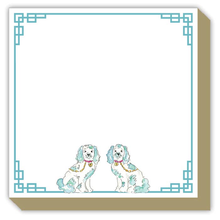 Blocco note Luxe dipinto a mano Teal Staffordshire Dogs per la vendita all'ingrosso da parte di RosanneBeck Collections
