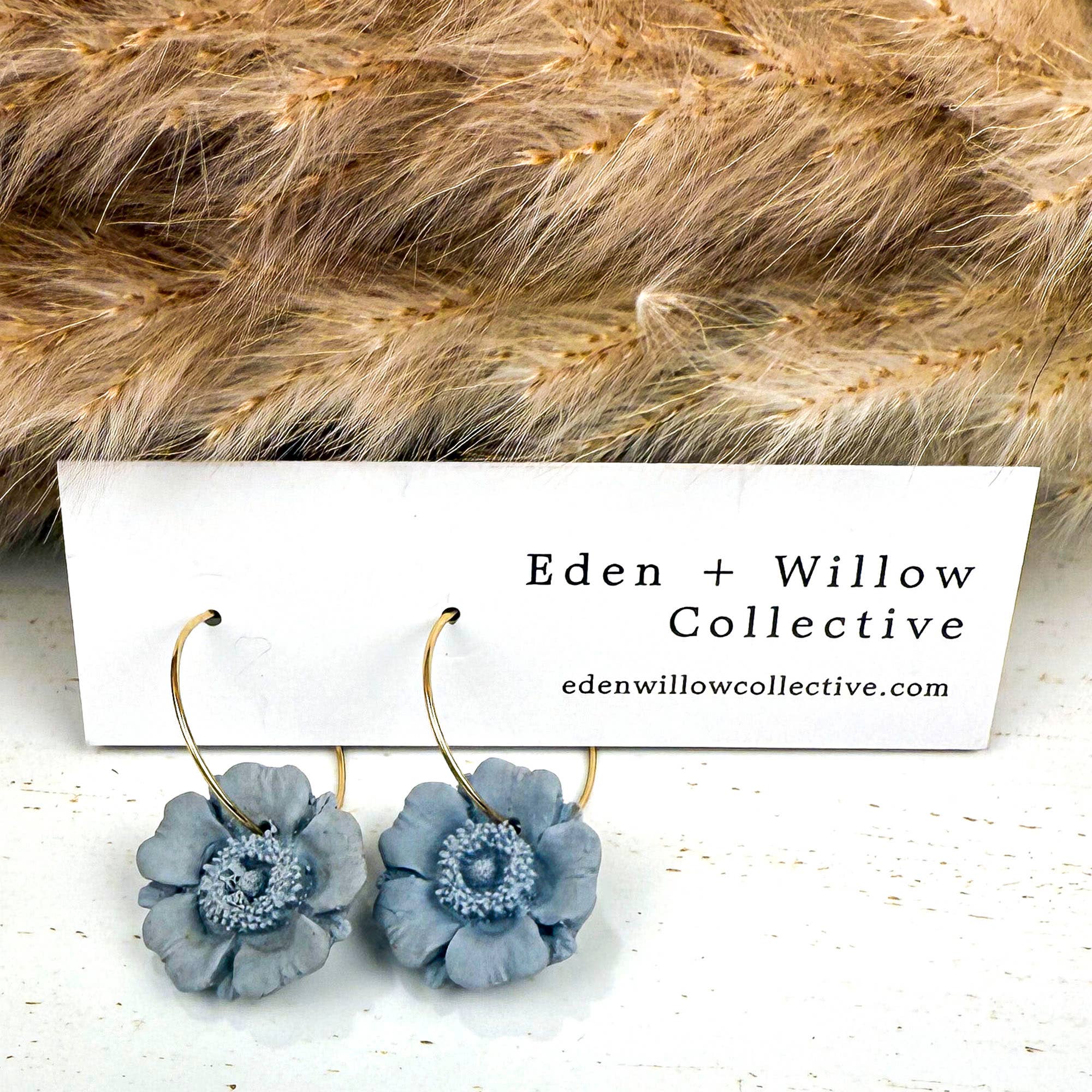 Eden + Willow Collective - Wholesale Hoop Earrings - Light Blue Poppy Hoop Clay Earring3