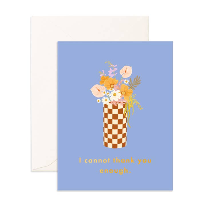 Thank You Enough Check Vase Greeting Card for wholesale by Fox & Fallow