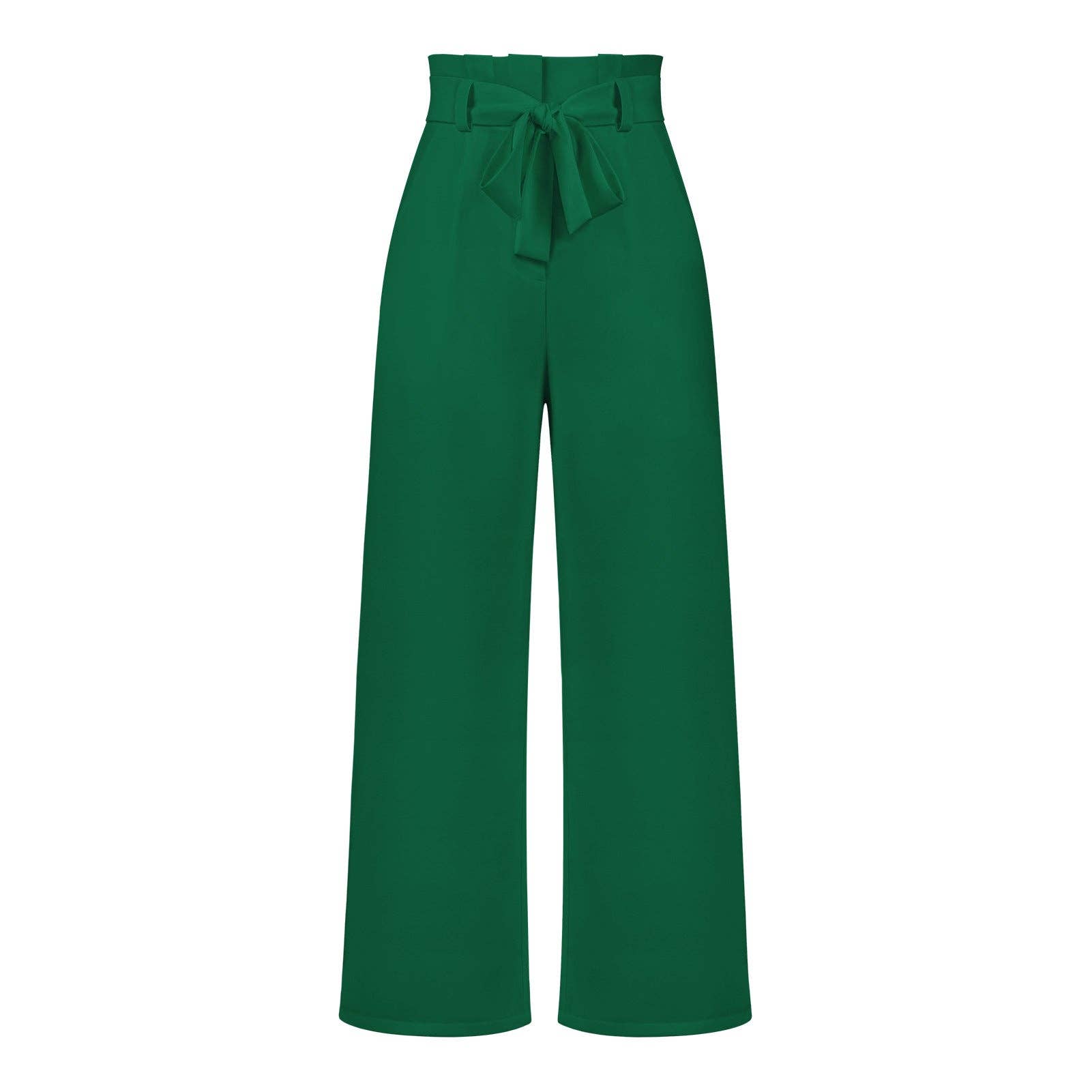 Suhkasana - Wholesale Pants - Women's - Women's Wide-Leg Trousers with Belt Casual Commuter Pants11