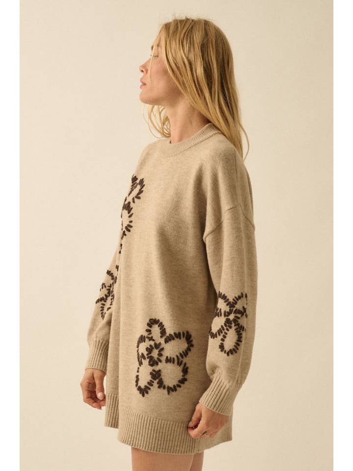 Promesa USA - Wholesale Dress - Women's - Floral Embroidered Mock-Neck Mini Sweater Dress10