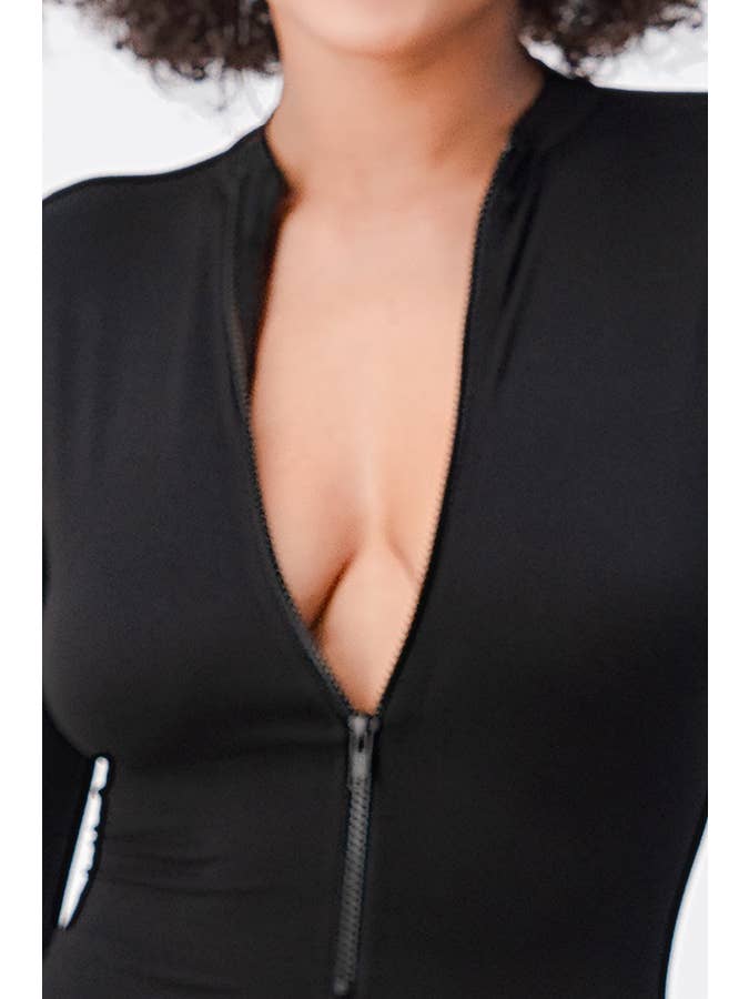 Lime All the Time - Vente Combinaison – femme - Combinaison moulante à manches longues à demi-fermeture éclair1