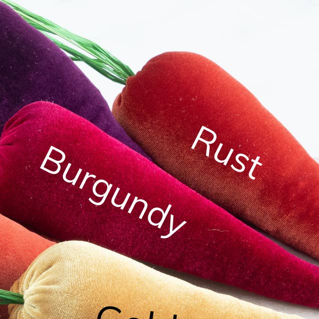 Your Heart's Content – wholesale Decorative tabletop object – Velvet Carrots, Harvest Lush Colors, Unique Wall Hanging5