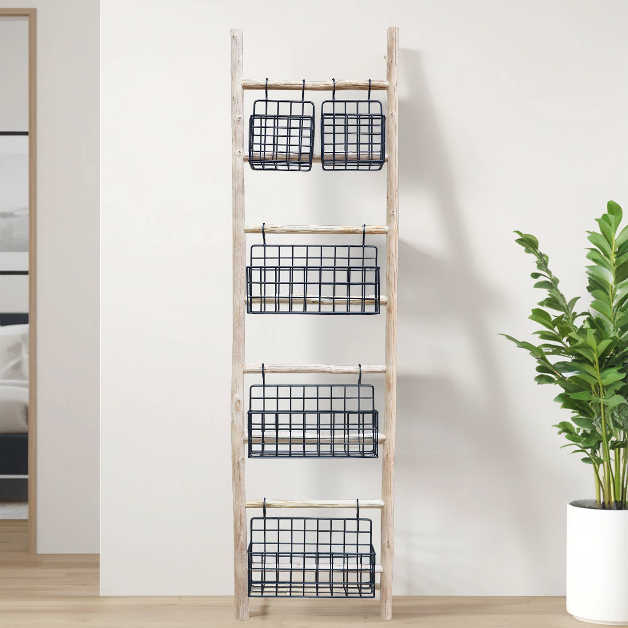 Paris Loft Inc - Wholesale Wall Mounted Shelf - Wooden Leaning Ladder Shelf1