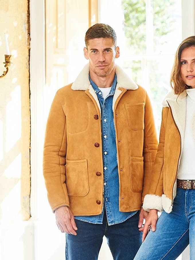 Karwei jack van schapenvacht | Brandy Cream Tan Small | Cyrus voor wholesale door Owen Barry Ltd