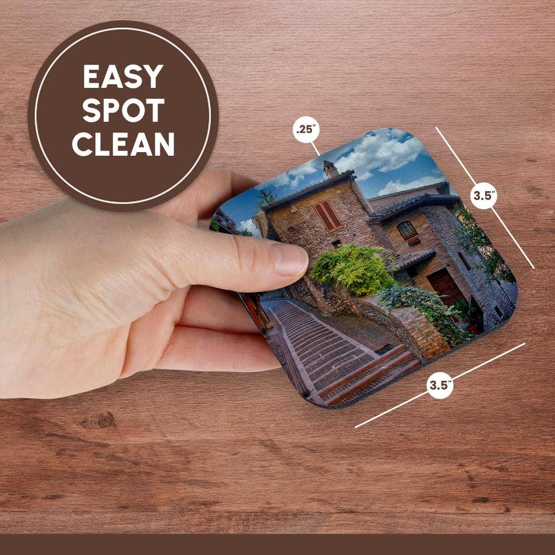 3dRose - Wholesale Coasters - 3dRose, Italy, Umbria. Homes along the streets of Assisi., Coaster13