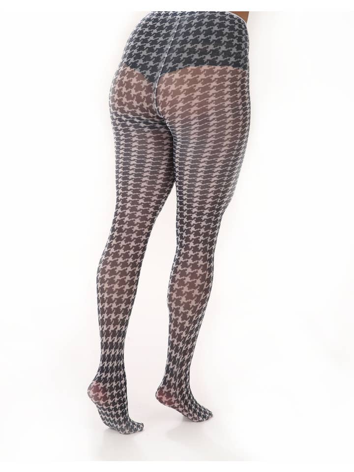 Black White Dogtooth Printed Tights for wholesale on Faire2