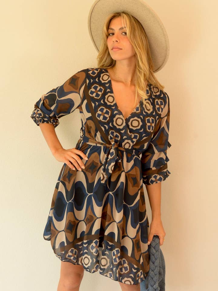 PLACEMENT PRINT DRESS-D2023LA009 for wholesale by Ambiente