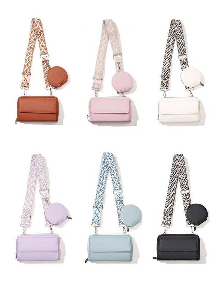 Vegansk læder Crossbody Duo tegnebog håndtaske for engroshandel hos Vanilla Monkey