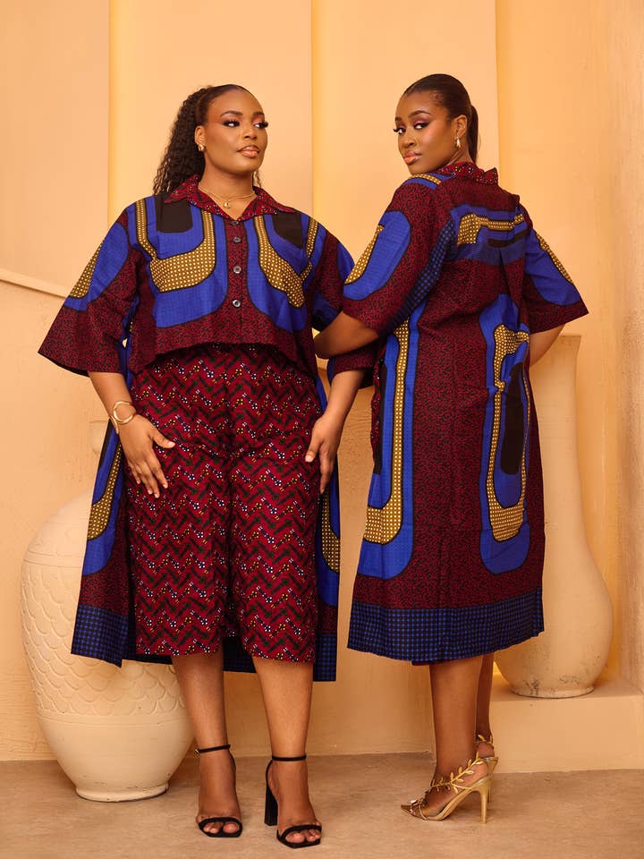 Nouveau dans Ensemble Chemise Asymétrique & Culottes en Imprimé Africain 2 pièces - Eva pour la vente par CUMO London