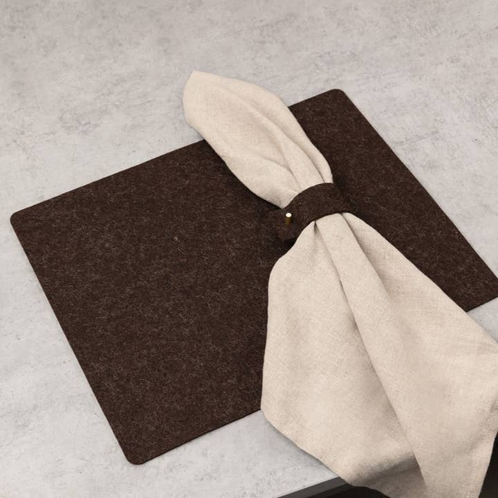 NAMUOS – wholesale Placemat – 100% Wool Felt Placemat, Rectangle - Black, Gray, Brown