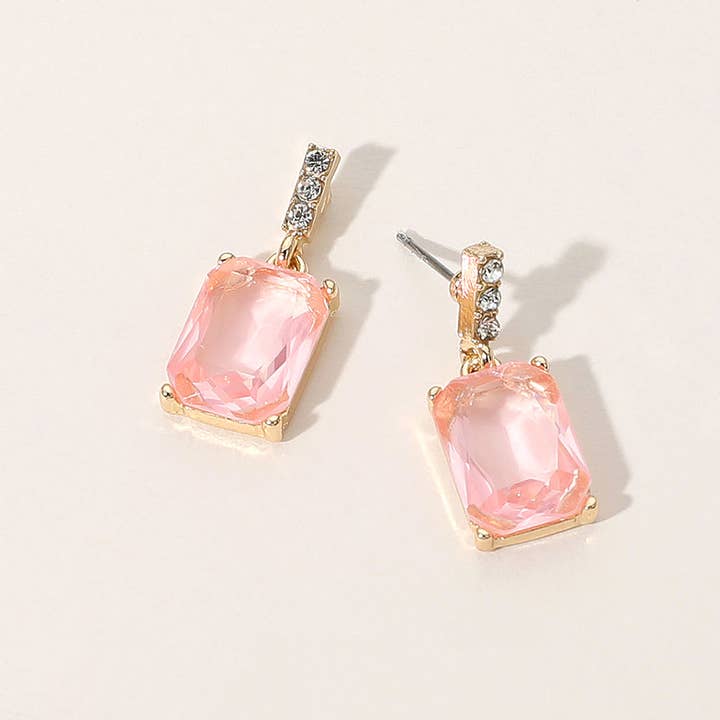 Sensibling Corp. - Wholesale Dangle Earrings - Rectangle Stone Cluster Dangle Earrings