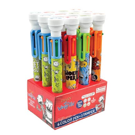 Geddes - Wholesale Pen - DIARY OF A WIMPY KID 6 COLOR PEN WITH STAMPER 12/DS3
