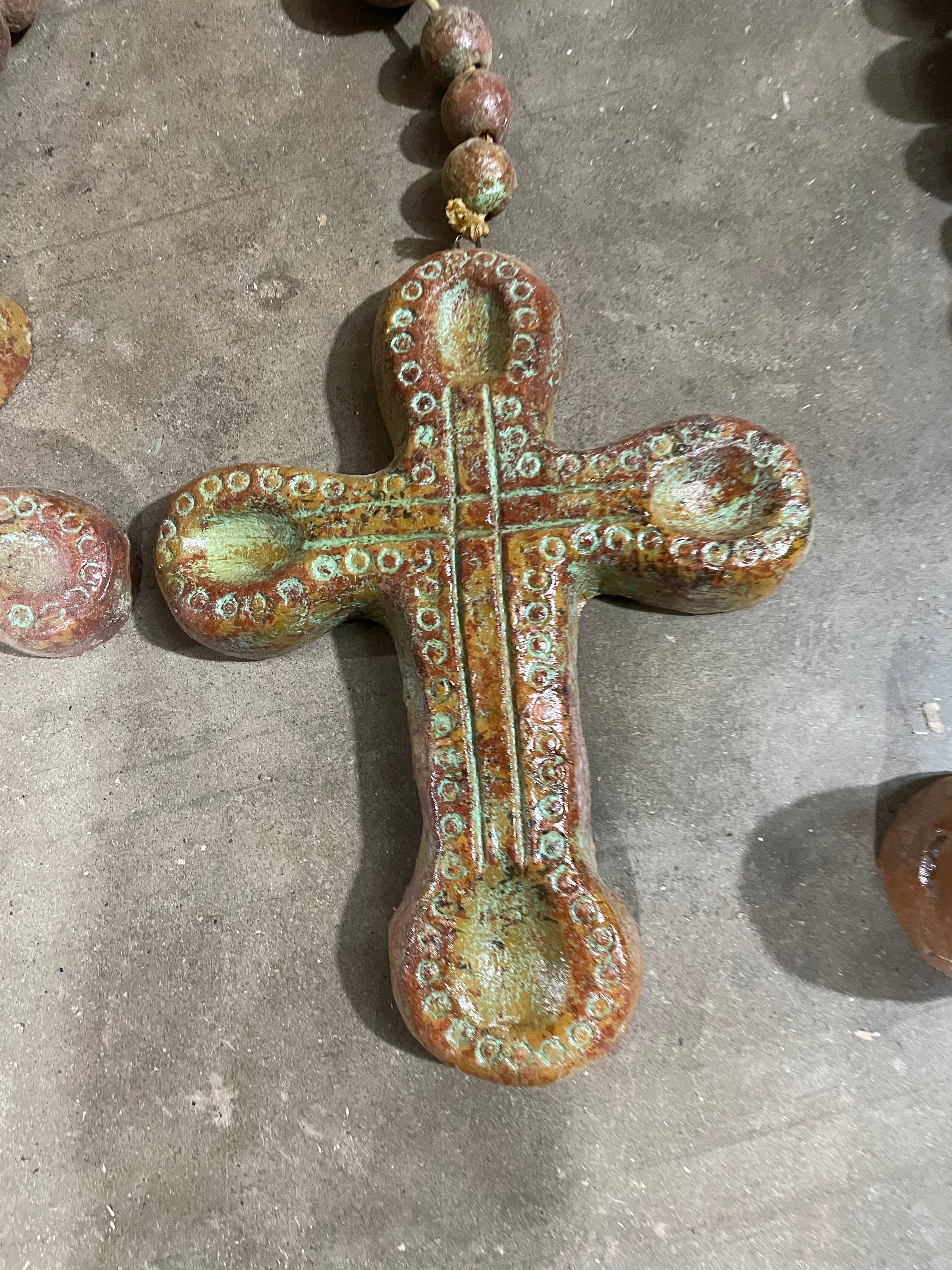 My Amigos Imports - Wholesale Prayer Beads Necklace - Great Buy-Clay Rosary-Beads-WH5-Cross-30-44 in-Green1