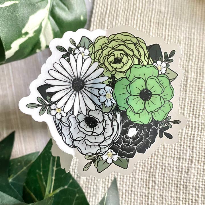 Aromantic Floral Clear Sticker | 2.8" x 3" for wholesale by JazzyArtCo