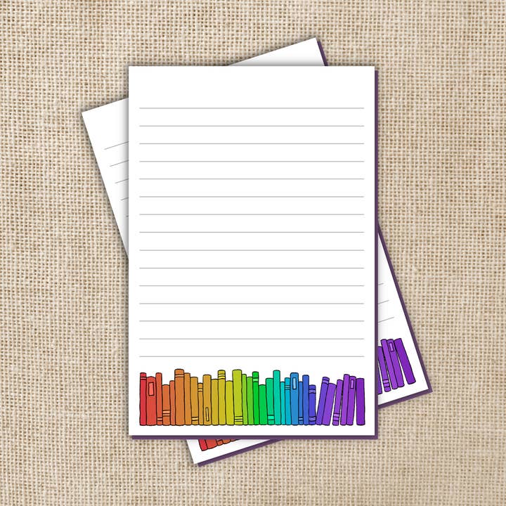 Rainbow Bookshelf Lined Notepad - 4x6" for wholesale by Kingdom of Threads
